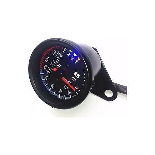 Black LED Backlight Signal Motorcycle Odometer KMH Speedometer Gauge Cafe Racer