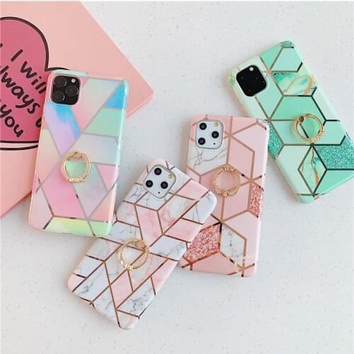 Geometric Marble Case for Huawei P30 P20 Pro Lite Case Silicon Luxury Soft Cover for Huawei Mate 20 30 Pro Lite Case Ring Holder