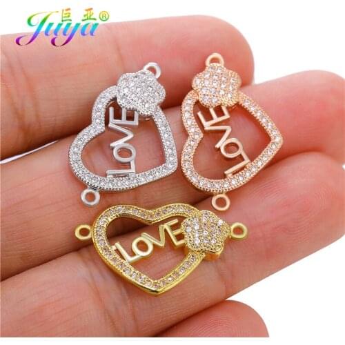 Juya DIY Handmade Heart LOVE Letters Charm Connectors Accessories For Handmade Fashion Jewelry Making Material Supplies