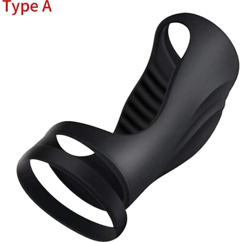 Mens Delay Ejaculation Cockring Prostate Massage Scrotum Bind Penis Sleeve Extender Lock Ring Silicone Condom Cock Ring Sex Toys