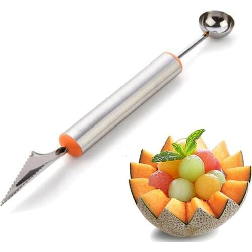 2Pcs Fruit Vegetable Carving Tools Melon Scoops Ballers Stainless Steel Kitchen Ice Cream Scoop Spoon Accessories Gadgets
