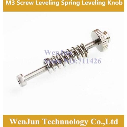 50pcs 3D printer Leveling components M3 screw Leveling spring Leveling knob suite for 3D printer free shipping