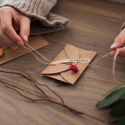 Creative Birthday Greeting Card With Sunflorwer Retro Kraft Paper Business Blessing Card Christmas Greeting Card Envelope Card