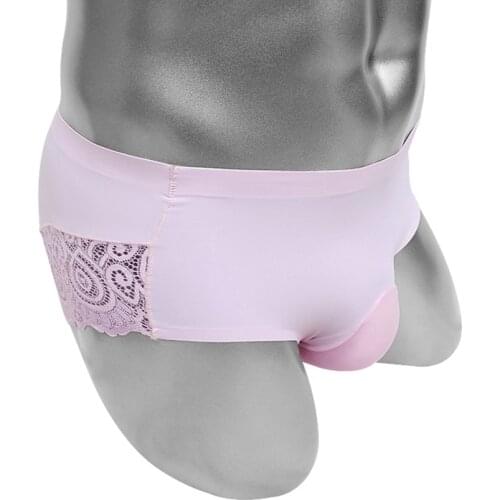 Floral Lace Sissy Briefs Lingerie Convex Bulge Penis Pouch Sexy Mens Panties Underwear Erotic Adult Costume Softy Fashion