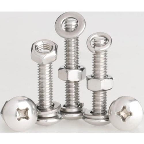 M2M2.5M3M4M5M6M8M5M6M8 Stainless Steel 304 Large Flat Head Cross Screw Nut Gasket 10PCS