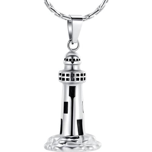 Lighthouse Urn Necklace for Ashes Memorial Keepsake Pendant Charms Cremation Jewelry for Ashes for Women Men