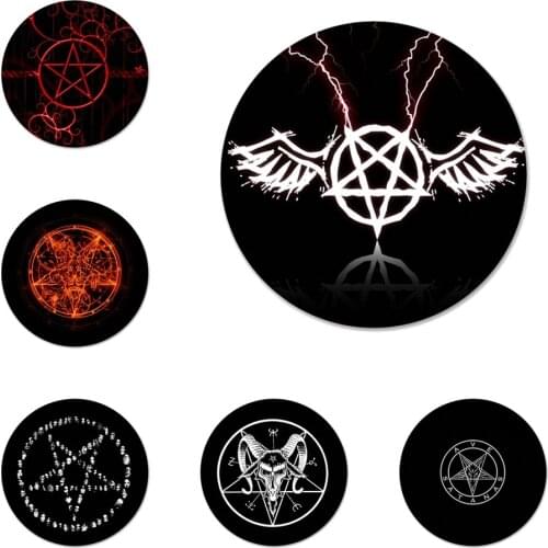 Pentagram 666 Demonic Satanic Icons Pins Badge Decoration Brooches Metal Badges For Clothes Backpack Decoration