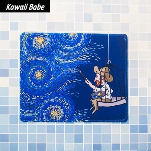 Lovely Kawaii Cute Mouse Pad Van Gogh Desk Big Mat Pads Waterproof Office Home Decoration Cup Mat Antislip Girls Boys Room