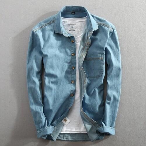 Fashion Brand Retro Mens Long-sleeved Denim Shirt 2021 Spring And Summer New Loose Casual Thin Cowboy Jacket Male Quality Tops