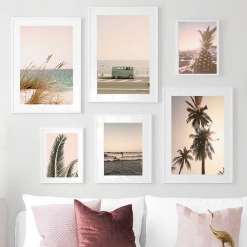 Sea Beach Palm Tree Pineapple Wall Art Canvas Painting Nordic Posters And Prints Landscape Wall Pictures For Living Room Decor