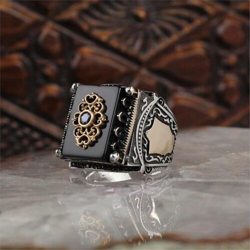 Onyx Gemstone 925 Sterling 925 K Silver Men 'S Ring