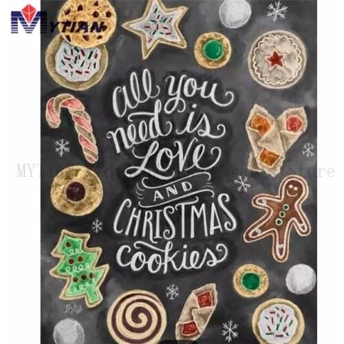 MYTIAN 5d diy Diamond Painting,Love and Christmas Cookies,Diamond Embroidery Full Square Round Drill Mosaic Art Paint Home Decor