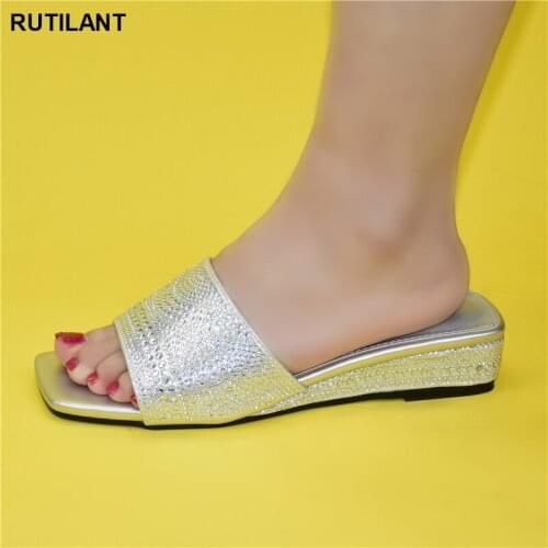 New Products Italian Womens Shoes African Party Banquet Ladies Single Shoes Rhinestone Decoration Rhinestone Nigeria Pump