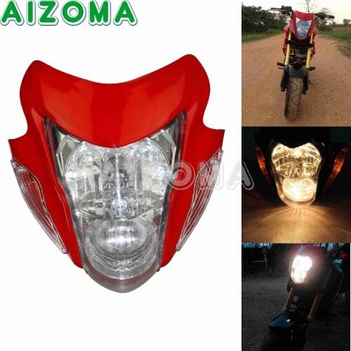 Red Motocross Dirtbike Universals Monkey Face Headlight Blubs Fairing For Honda CRF 250F 450F 100F 80F 50F Dual Sport Bikes
