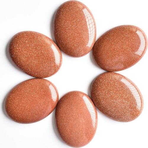 Wholesale 6pcs/lot fashion gold sand stone Oval CAB CABOCHON mix 30x40mm stone beads for Diy jewelry making free shipping