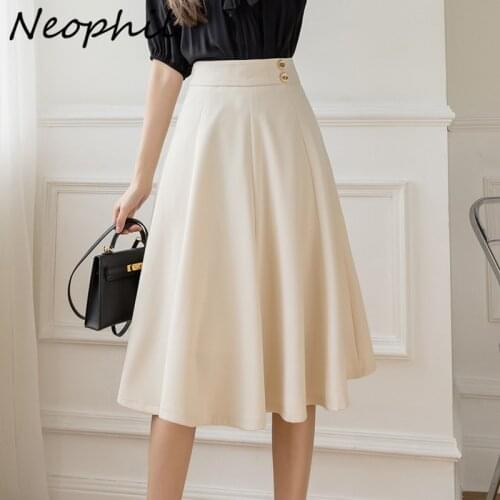 Neophil 2021 Autumn Women Chiffon Black A-Line Midi Skirts High Waist Longa Saia Fairy Casual Vintage Girl Umbrella Skirt S21606