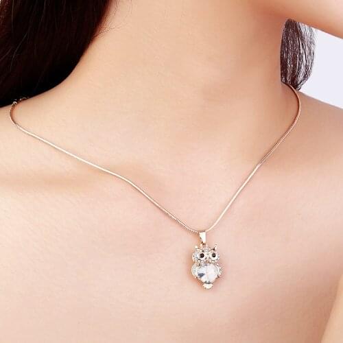 Gold Silver Color Chokers Necklaces For Women Accessories Fashion Jewelry Small Cute Owl Rhinestone Pendant Necklace Gift 2021