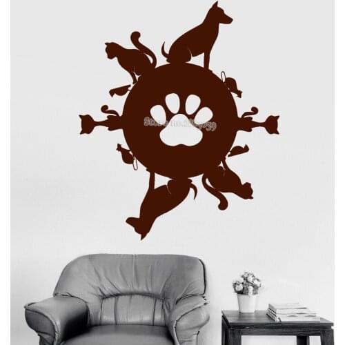 Pet Planet Vinyl Art Wall Decal Animal Shop Cat Dog Stickers Mural Kid Room Sofa Background Wall Sticker Monochrome Poster LA464