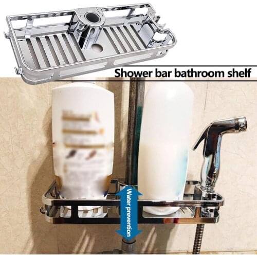 Plastic Chrome Lifting Shower Shelf Multi-functional Equipment Storage Rack Organizer Bathroom Rectangle Accessories