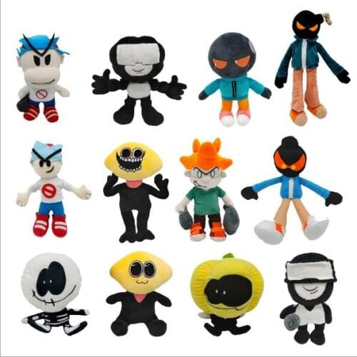 Anime Friday Night Funkin Plush Toys Cute Spooky Month Skid and Pump Lemon Demon Soft Stuffed Dolls For Kid Christmas Gift