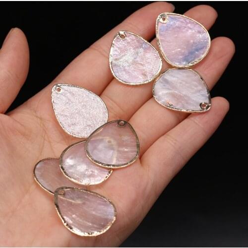 5pc Natural Shell Pendants Gold-plated Transparent Pendant for Jewelry Making DIY Trendy Necklace Earrings Crafts