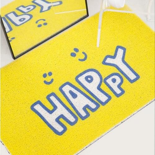 Happy Home Doormat Living Room Mat PVC Anti-slip Mat Dustproof Custom Size Mat Carpet Hallway Bath Mat Entrance Door Mat Carpet