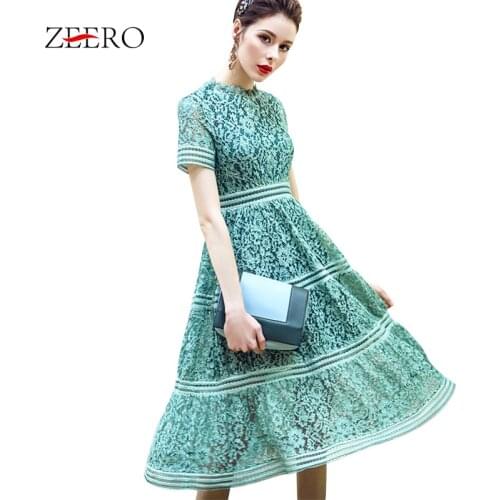 Luxury Women Lace Dress 2019 Summer Ladies Vintage Short Sleeve Hollow Out Midi Dress Elegant Female Slim Party Dress Vestidos
