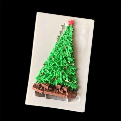 Christmas Tree Fondant Cake Mold Candy Chocolate Silicone Molds Biscuits Embossed Mould Cake Decoration Baking Tools