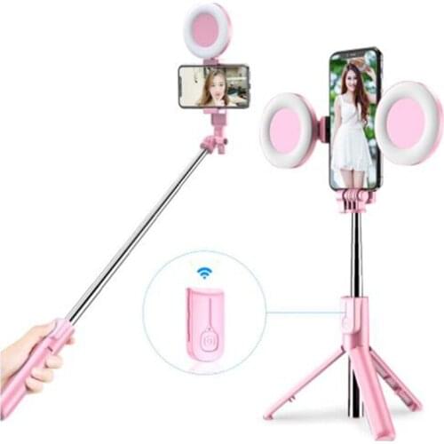 ZK30 4in1 Wireless bluetooth Selfie Stick tripod Universal Extendable Handheld Monopod Mobile Phone Broadcast bracket Fill Light