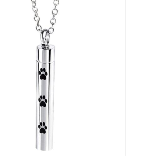Titanium Steel Perfume Bottle Cinerary Casket Cremation Jewelry Commemorative Necklace Pendant Paw Dog Claw Mark
