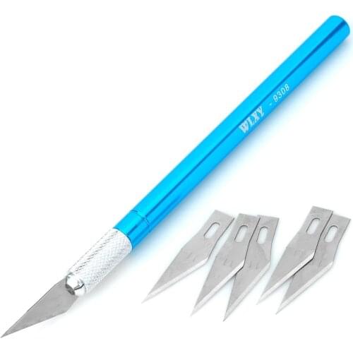 Precision Artwork Knife Carving Knife with 5 Spare Blades Paper Wood Leather Knives Cutter Hand Tool Cutting Tools