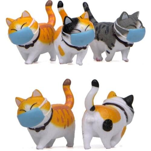 Japanese Cat 360 Rotation Head Plastic Novel Car Home Decoration High-quality PVC Plastic Mask Cat Landscaping Doll