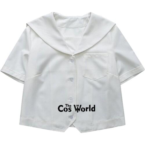 Womens Girls White Black Summer Short Sleeve Sailor Suits Tops Skirts JK School Uniform Students Cloth