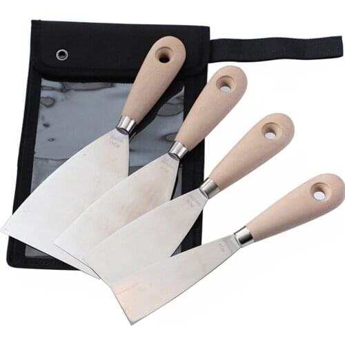 1/4pcs 4/6/8/10cm Putty Knife Scraper Blade Shovel Stainless Steel Wooden Handle