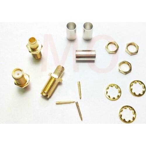 100pcs brass RP SMA Female Crimp Connector for Coaxial RG58 LMR195 cable adapter