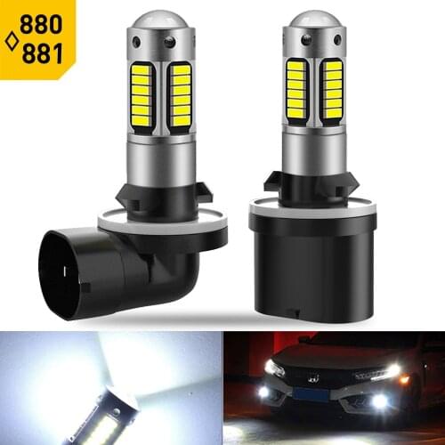 2Pcs 12V Car Fog Lamp H27 880 881 H3 H1 LED Bulb 4014SMD LED Auto Fog Lights Daytime Driving Lamp 6000K White Driving Light