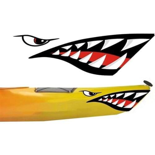 2Pcs Waterproof DIY Funny Rowing Kayak Boat Shark Teeth Accessories Mouth Sticker Vinyl Decal Sticker For Decal Left Right 2021