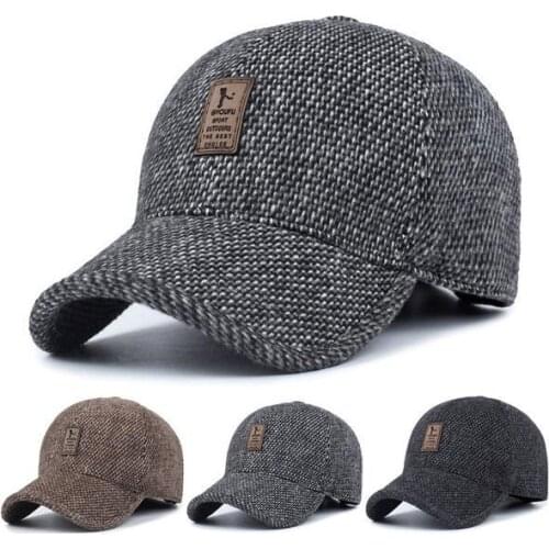2021Baseball Cap Winter Dad Hat Warm Thickened Cotton Snapback Caps Ear Protection Fitted Hats for Men