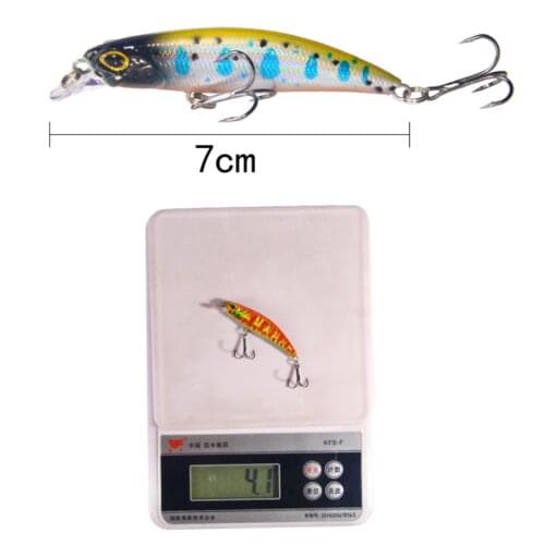 3D Eyes Artificial Minnow 7Colors 7CM/4G Slow Sinking Plastic Hard Bait Tackle Bionic Bait Outdoor With Sharp Treble Hook
