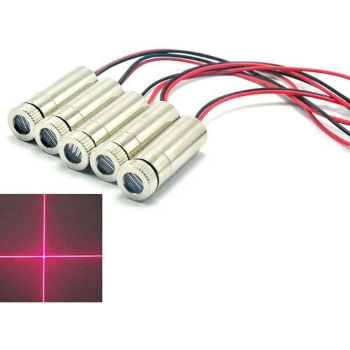 5pcs 650nm 30mw Red Laser Cross Module w Driver 12x30mm Housing Adjustable Head