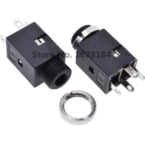 50Pcs 3.5MM Vertical socket 4Pin Stereo Female Socket Jack with Screw 3.5 Audio Headphone Connector PJ-341 3Poles Earphone Hole