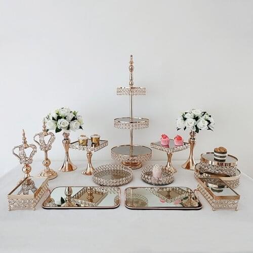7pcs -18pcsHome party display stand wedding decoration wrought iron birthday tray dessert fudge desktop afternoon tea cake stand