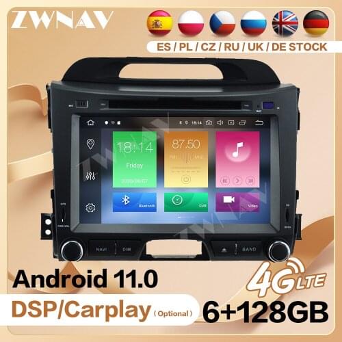 6+128G Carplay 2 Din Radio Receiver For Kia Sportage 2010 2011 2012-2016 Android Player Video GPS Head Unit Auto Audio Stereo