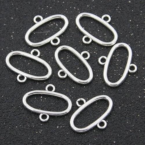 30PCS 15X20mm Hollow Elliptical Charms Connector Pendant Metal Alloy DIY Jewelry Necklace Marking Material