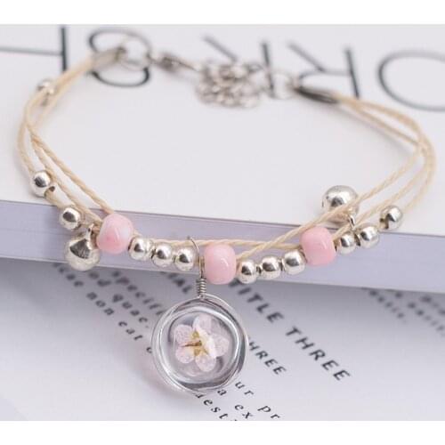 Glass Dried Flower Plant Bracelet Female Fashion Simple Personality Trendy Cherry Blossom Student Jewelry