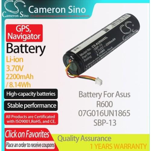 CameronSino Battery for Asus R600 fits Asus 07G016UN1865 SBP-13 GPS, Navigator battery 2200mAh/8.14Wh 3.70V Li-ion Black