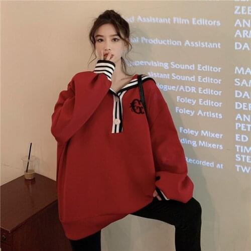 Black Hoodie Women Japan Tops White Female Casual Loose Sweatshirt Autumn Fashion Red Long Sleeve Streetwear Korean Ulzzang Tops