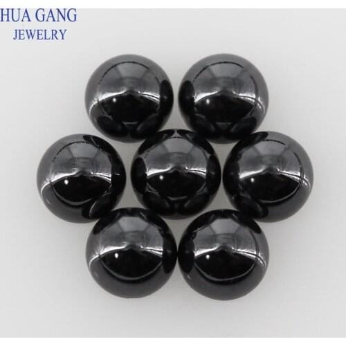 Black Cubic Zirconia Stone Round Shape Cabochon Cut Flat Back Loose CZ Stone Synthetic Gems For Jewelry 4mm~14mm Free Shipping
