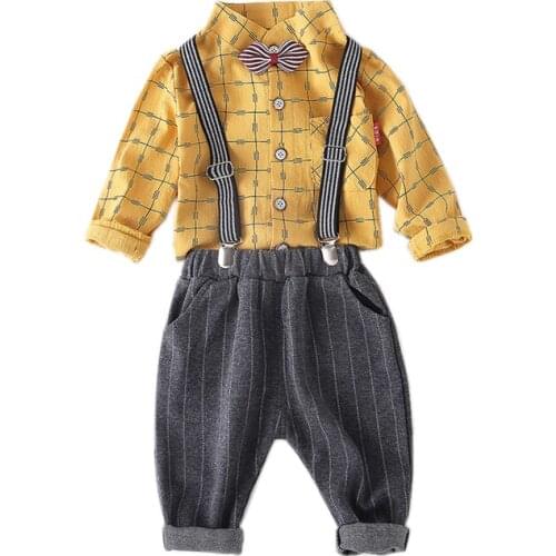 Spring Autumn Baby Clothes Suit Children Boys Plaid Shirt Pants 2Pcs/sets Toddler Casual Cotton Clothing Infant Kids Tracksuits