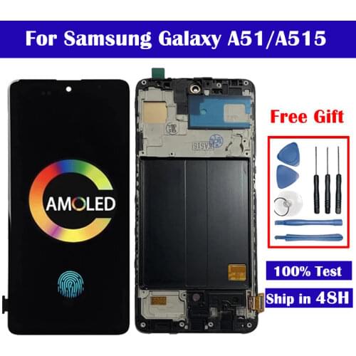 Super AMOLED For Samsung A51 LCD with Touch Screen Digitizer Assembly For Samsung A51 Display A515 A515F A515F/DS Free Shipping